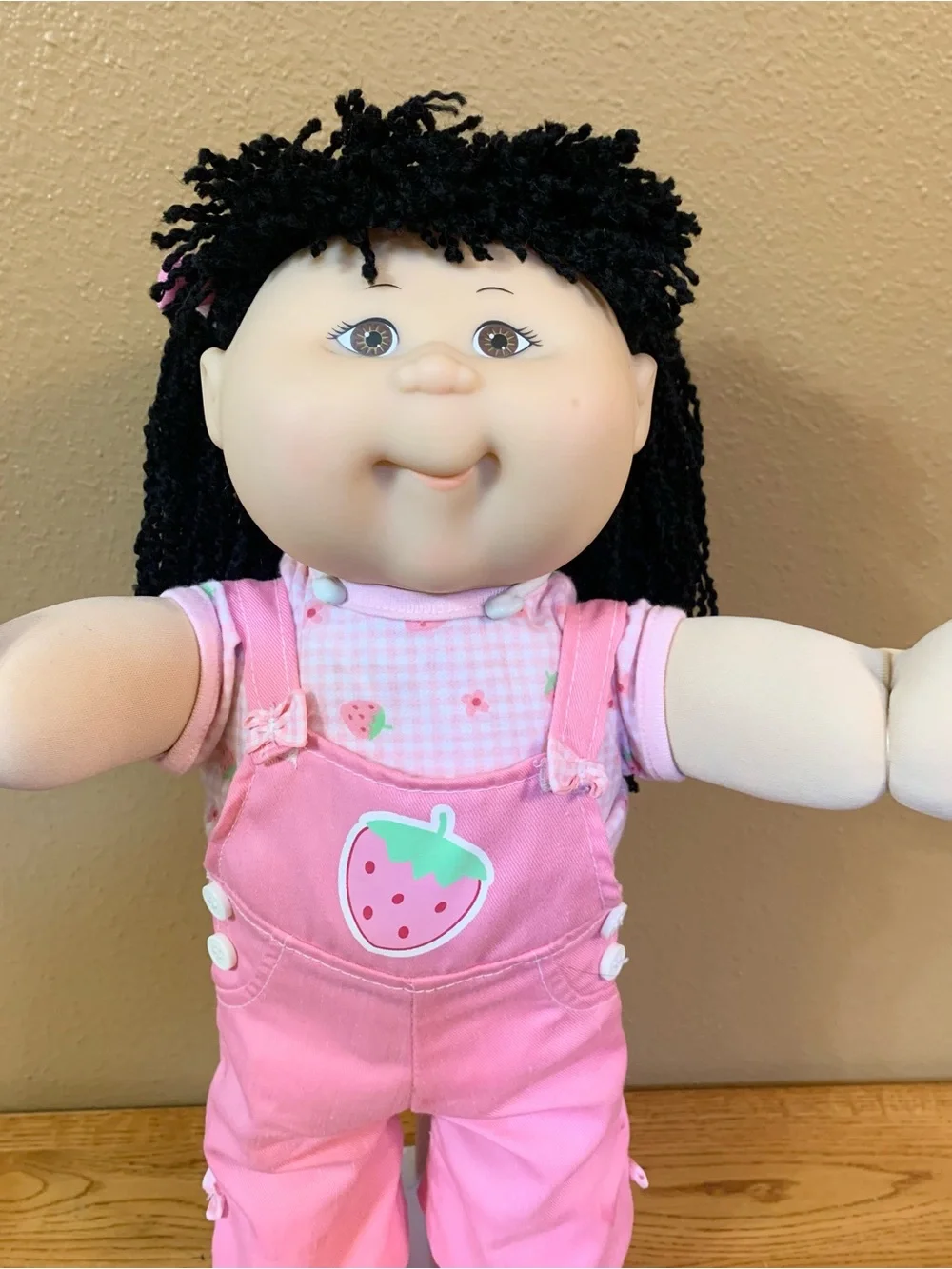 Vintage Cabbage Patch Kids Play Along Doll Asian Girl In Strawberry Overalls